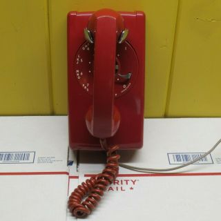 Vintage Western Electric 554 Rotary Wall Phone Red 1957