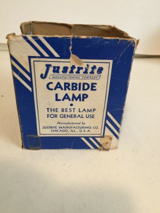 Vintage Antique Justrite Carbide Miners Mining Lamp No 2 - 840 W/ Box Instructions