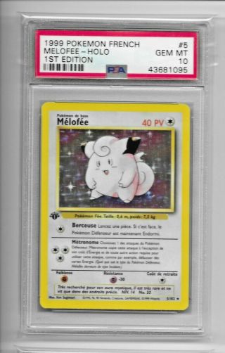 1999 Pokemon French 1st Edition Holo Melofee Clefairy 5 Psa 10 Gem
