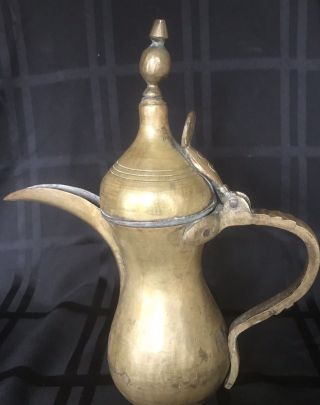 Antique Brass Middle Eastern Dallah Omani Nizwa Bedouin Islamic Arab Coffee Pot