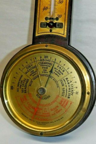 Antique Selsi Banjo Weather Station Barometer Thermometer c1929 York 5