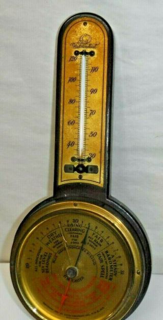 Antique Selsi Banjo Weather Station Barometer Thermometer c1929 York 6