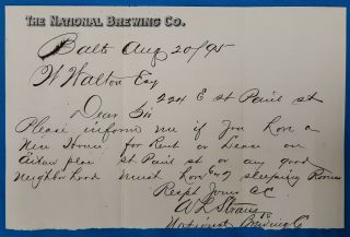 National Brewing Co.  of Baltimore,  MD Letterhead & Illustrated Advertising Cover 4