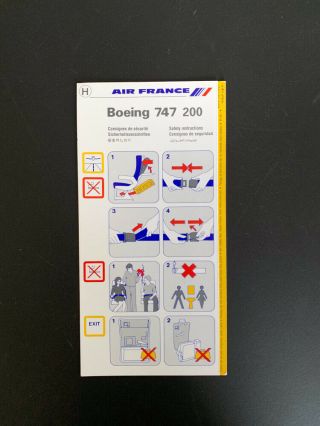 Safety Card Air France Boeing 747 200 10/95