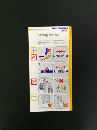 Safety Card Air France Boeing 747 - 200 5/98