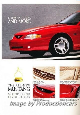 1994 Ford Mustang Car Of Year Award - 2 - Page Advertisement Print Art Car Ad J773