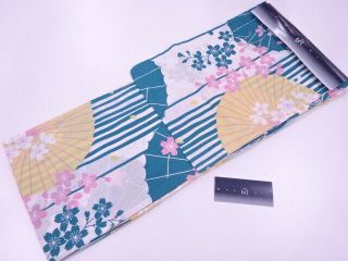 85320 Japanese Kimono / Yukata / Kawari Ori / Umbrella & Sakura / By Nagi