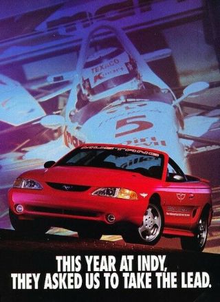 1994 1995 Ford Mustang Indy Pace Advertisement Print Art Car Ad K70