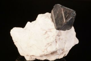 Classic Franklinite Crystal On Calcite Franklin,  Jersey