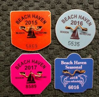 2015 - 2018 Beach Haven Seasonal Beach Badge / Tag
