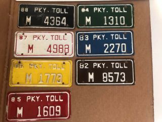 7 - Connecticut Parkway Toll License Plates 1982 - 1988