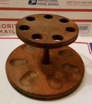 Vintage Deco Walnut Wood Pipe Rack Holder Holds 7 Pipes By Decatur Industries