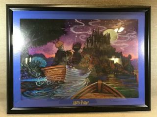 Harry Potter Journey To Hogwarts Lithograph Print Large 27x20 Collectible Framed