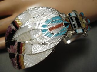 Important Vintage Zuni Native American Turquoise Maiden Sterling Silver Bracelet