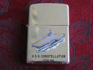Vintage Zippo Town & Country Lighter 1963 USS Constellation CVA - 64 Military Ship 2
