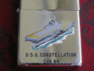 Vintage Zippo Town & Country Lighter 1963 USS Constellation CVA - 64 Military Ship 3