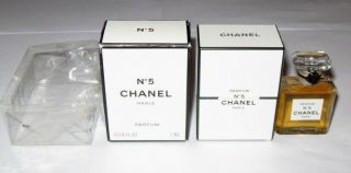 Vintage Perfume Bottle Chanel No 5 Bottle/boxes 7 Ml,  0.  24 Oz,  3/4,  Full