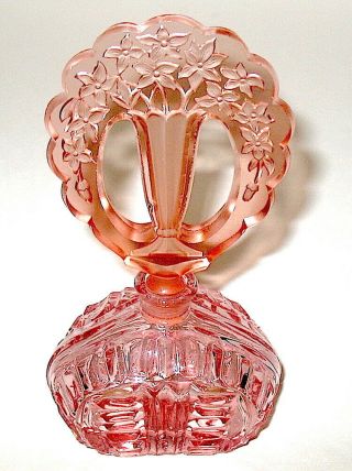" Czechoslovakia " Marked Perfume Bottle W Large Ornate Stopper