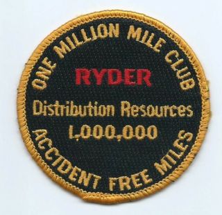 Ryder Distribution Resources 1 Mil Mile Club Accident Patch 3 In Dia 945