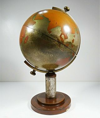 Antique Bronze And Iron Cigarette Holder World Globe