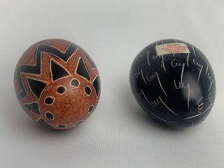 Kenya Besmo Hand Carved Engraved Stone Egg Black African Tribal Theme 4