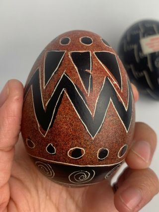 Kenya Besmo Hand Carved Engraved Stone Egg Black African Tribal Theme 5