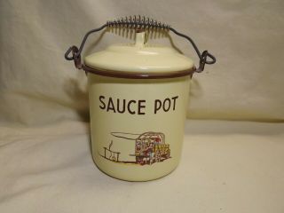 Monterrey Western/cowboy Enamel Ware Sauce Pot Vintage With Handle