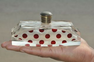 Rare Vintage Unique Fine Heavy Cut Glass Art Deco Perfume Bottle