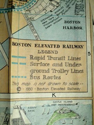 1930 Boston Elevated Railway - Index Map Of Boston,  Rapid Transit,  Trolley,  Bus
