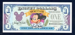 Disney Dollars,  1993d,  Uncirculated,  Mickey 