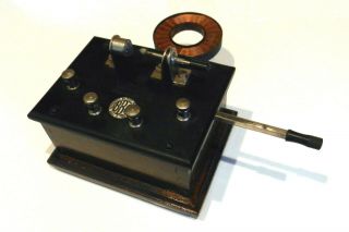 Galena Crystal Set Wireless Cats Whisker Radio Receiver W Box Marconi Era 1920s