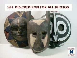 Noblespirit {3970}trio Of Vintage Wooden Face Masks
