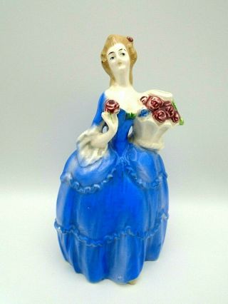 Vintage German Coronet Crown Top Porcelain Lady Perfume Scent Bottle Figurine