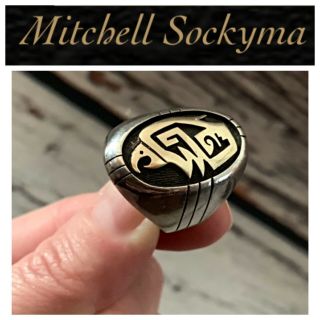 Native American Indian Hopi Ring Mitchell Sockyma Eagle Sterling Silver 14k Gold