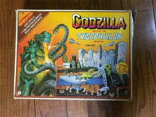 Rare Vintage Godzilla Battles The Tricephalon Monster Play Set