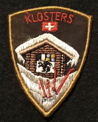 Klosters Vtg Ski Skiing Patch Switzerland Resort Canton Ecusson Souvenir Travel