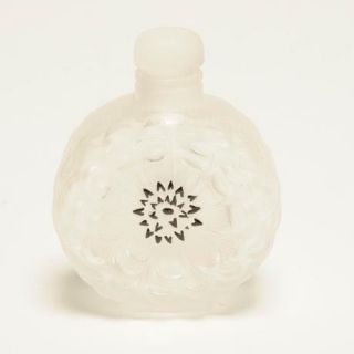 Lalique France Frosted Crystal Dahlia Flower 3.  5 " Perfume Bottle