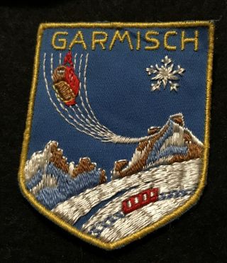 Garmisch Vintage Patch Crest Badge Skiing Ski Germany Souvenir Travel Ecusson