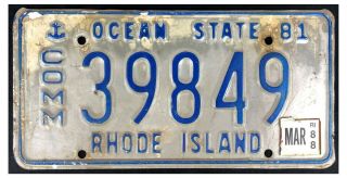 Rhode Island 1988 Commercial Truck License Plate 39849 - W/ Error