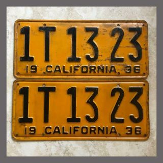 1936 Passenger Car California License Plates Pair Dmv Clear Yom