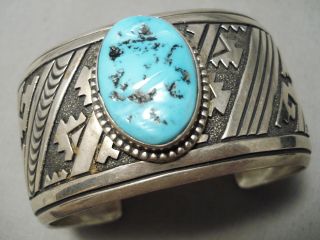 Authentic Bigger Vintage Navajo Thomas Singer Turquoise Sterling Silver Bracelet