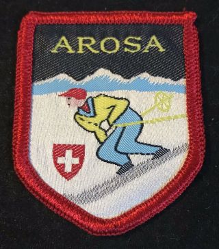 Arosa Vintage Nos Ski Skiing Patch Switzerland Resort Travel Souvenir Lapel
