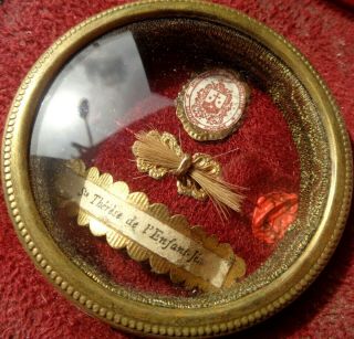 RARE ANTIQUE RELIQUARY BOX w HAIR LOCK RELIC OF SAINT THERESE OF LISIEUX 11