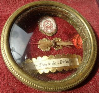 RARE ANTIQUE RELIQUARY BOX w HAIR LOCK RELIC OF SAINT THERESE OF LISIEUX 12