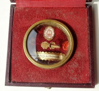 RARE ANTIQUE RELIQUARY BOX w HAIR LOCK RELIC OF SAINT THERESE OF LISIEUX 5