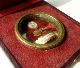 RARE ANTIQUE RELIQUARY BOX w HAIR LOCK RELIC OF SAINT THERESE OF LISIEUX 6