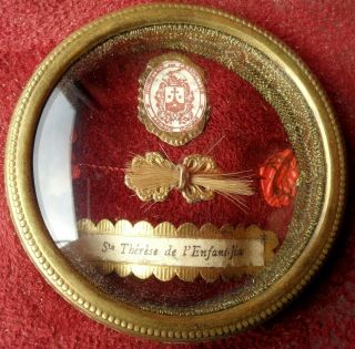 RARE ANTIQUE RELIQUARY BOX w HAIR LOCK RELIC OF SAINT THERESE OF LISIEUX 8