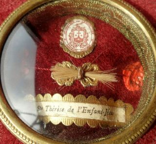 RARE ANTIQUE RELIQUARY BOX w HAIR LOCK RELIC OF SAINT THERESE OF LISIEUX 9