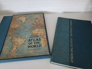 Two 1975 National Geographic Atlas Of The World - Book Of Maps - Vintage Hc