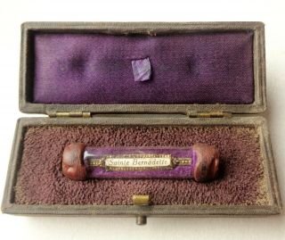 Rare Antique Reliquary Box & Tube W Hair Relic Of Saint Bernadette Soubirous